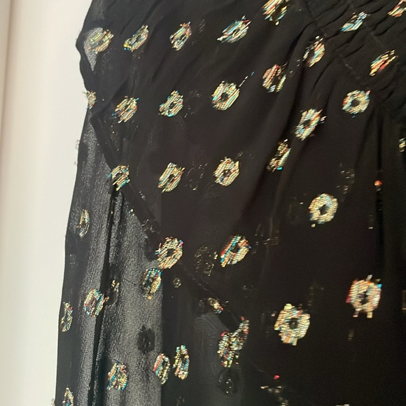 Loft romantic black blouse with metallic design. SZ M - Picture 5 of 8
